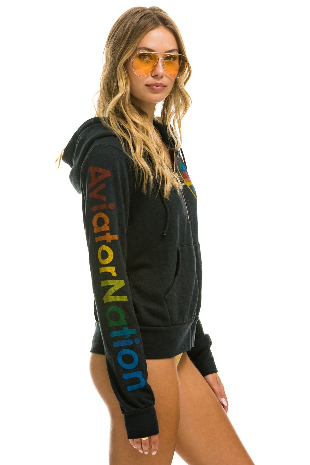 AVIATOR NATION LA JOLLA ZIP HOODIE - CHARCOAL - Image 3