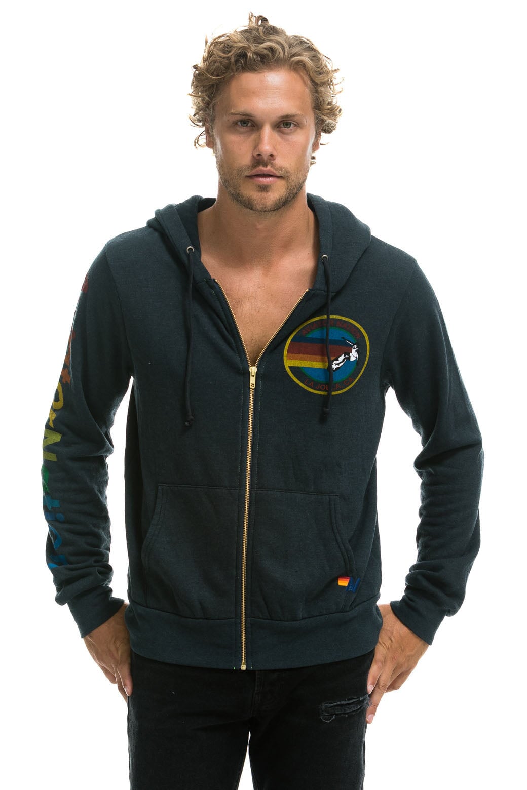 AVIATOR NATION LA JOLLA ZIP HOODIE - CHARCOAL - Image 2