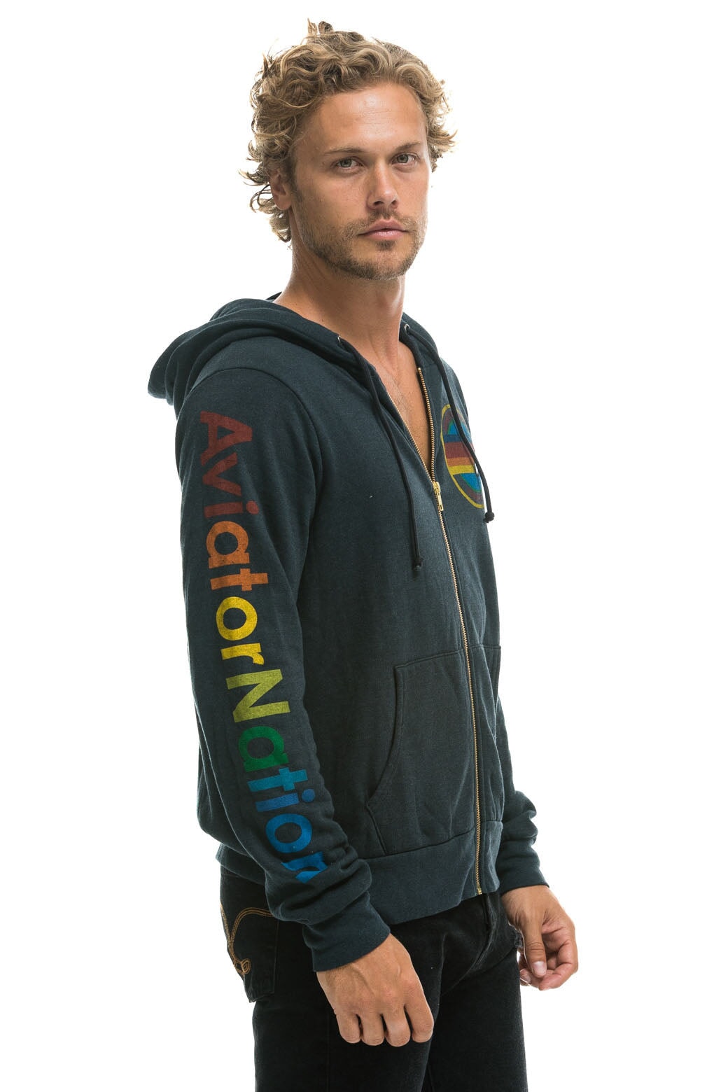 AVIATOR NATION LA JOLLA ZIP HOODIE - CHARCOAL - Image 4