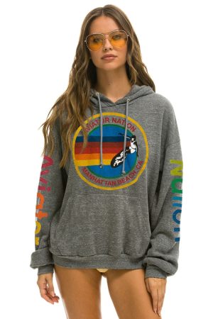 AVIATOR NATION MANHATTAN BEACH RELAXED PULLOVER HOODIE - HEATHER GREY