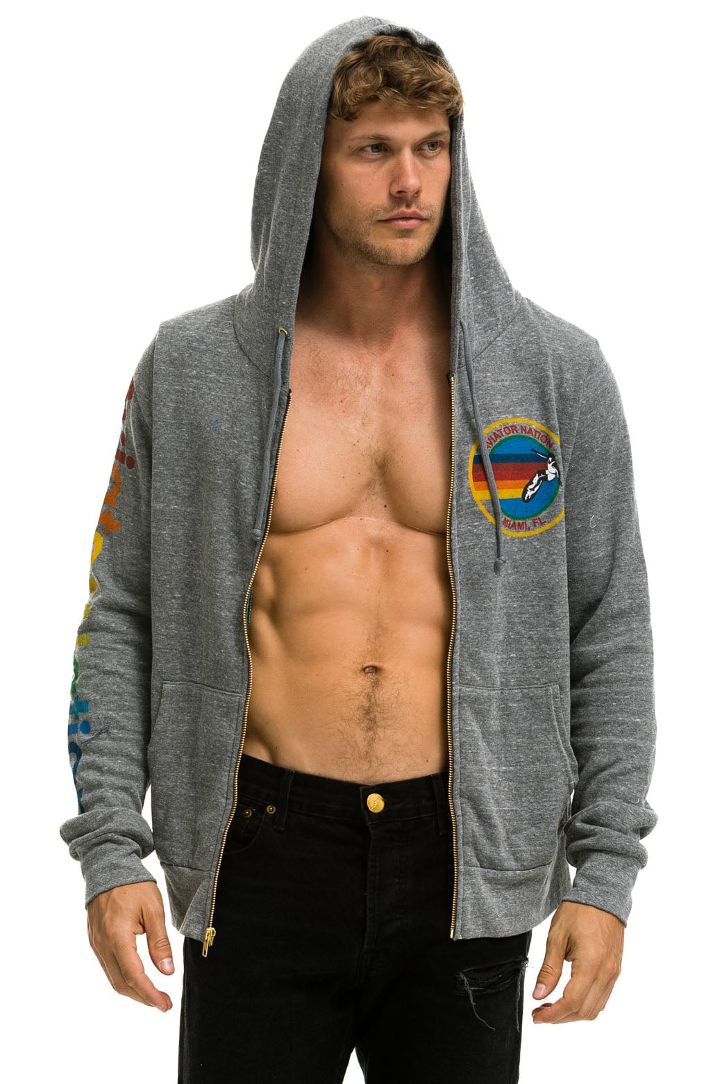AVIATOR NATION MIAMI HOODIE - HEATHER GREY - Image 4