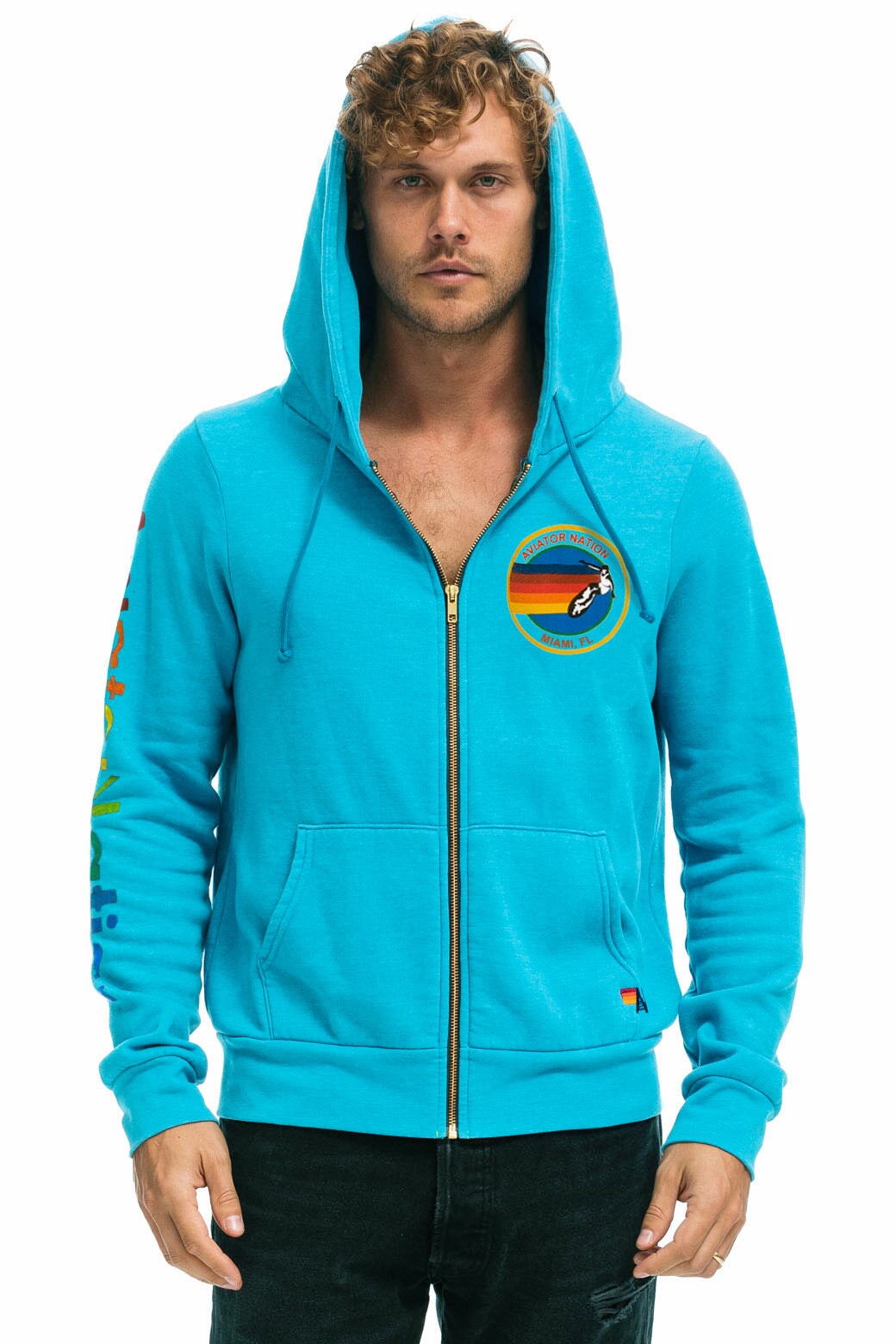 AVIATOR NATION MIAMI HOODIE - NEON BLUE - Image 2