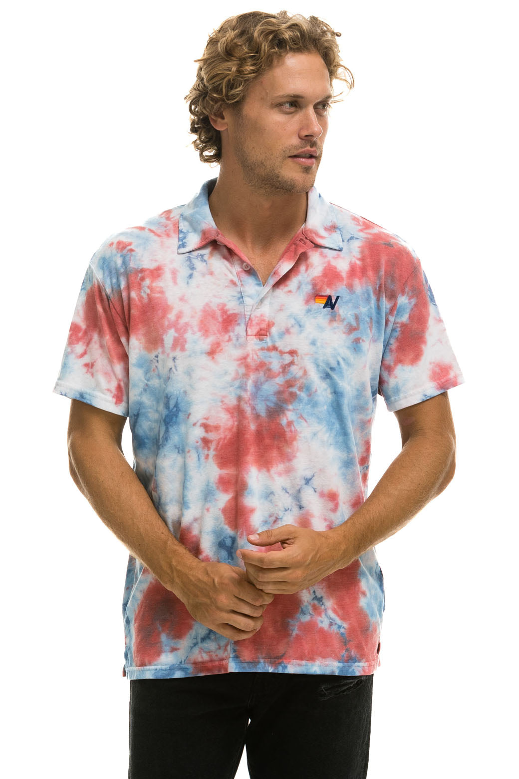 AVIATOR NATION POLO - TIE DYE RED - Image 2