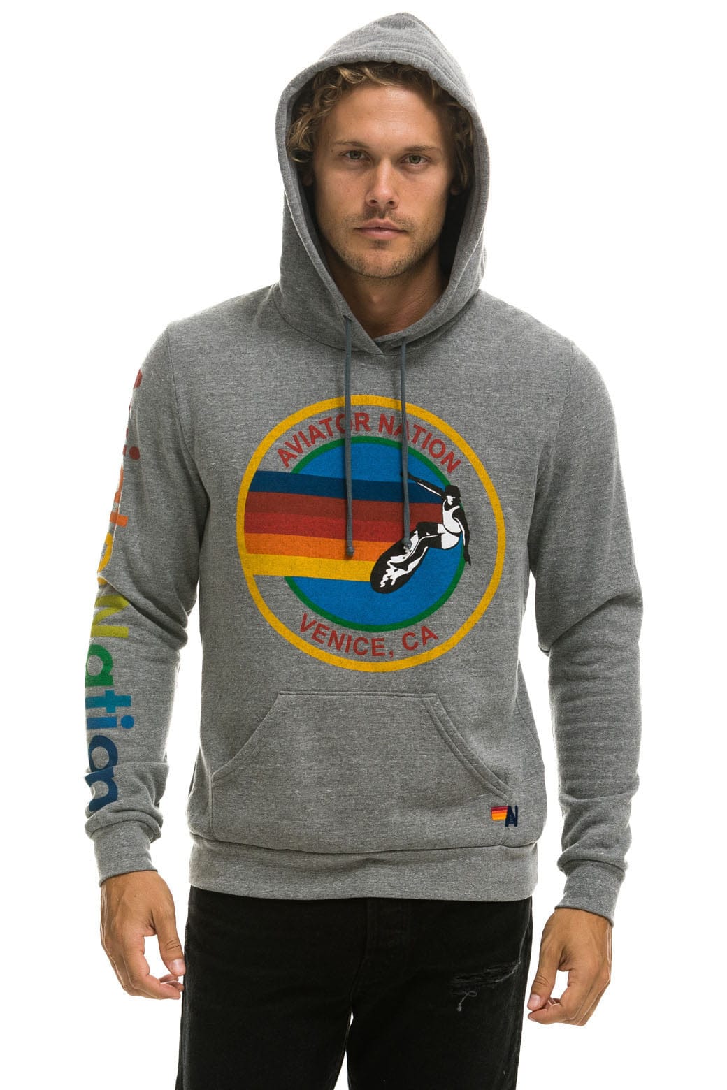 AVIATOR NATION PULLOVER HOODIE - HEATHER GREY - Image 4