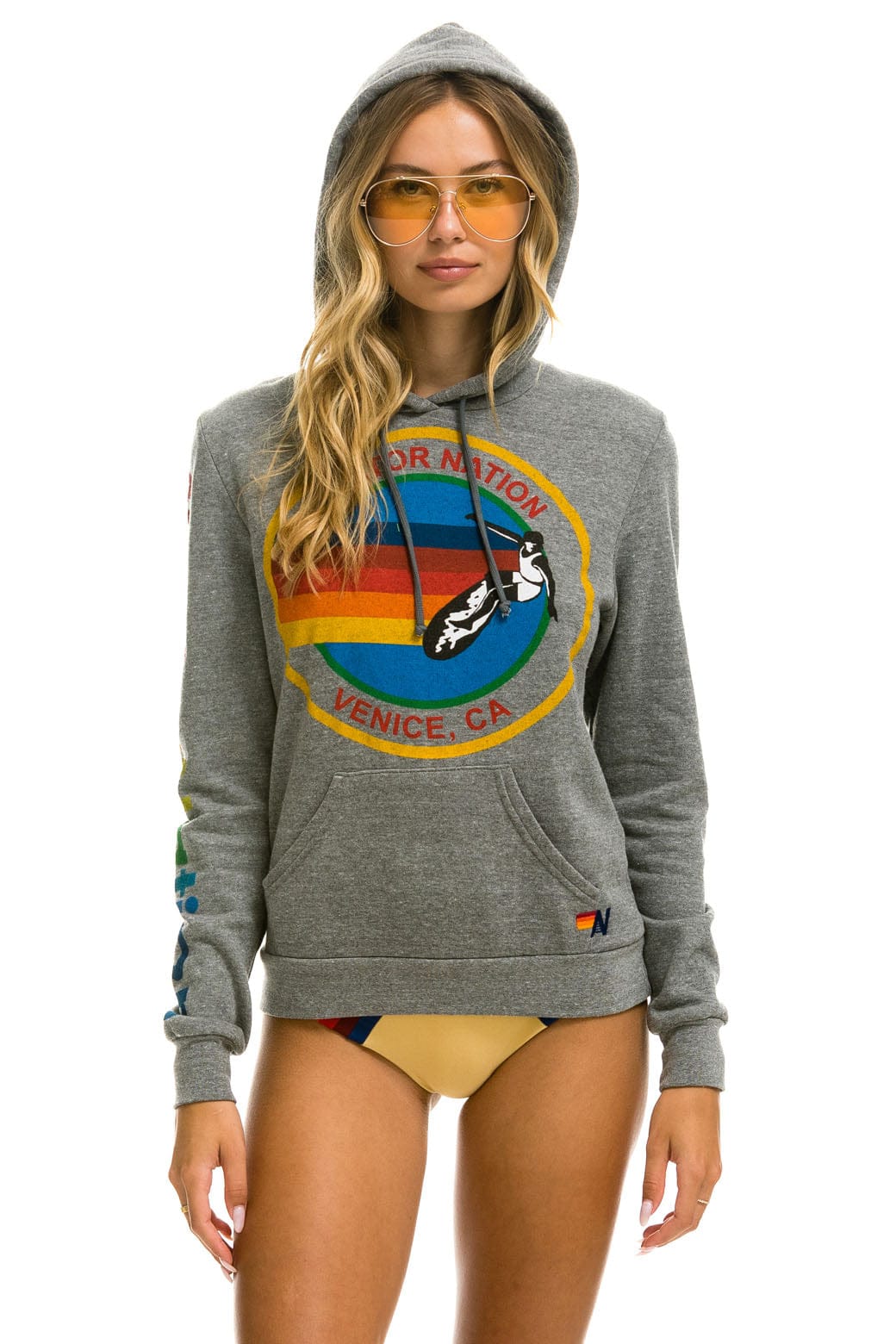 AVIATOR NATION PULLOVER HOODIE - HEATHER GREY - Image 5