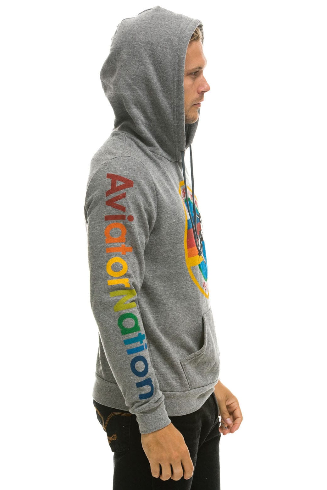 AVIATOR NATION PULLOVER HOODIE - HEATHER GREY - Image 6