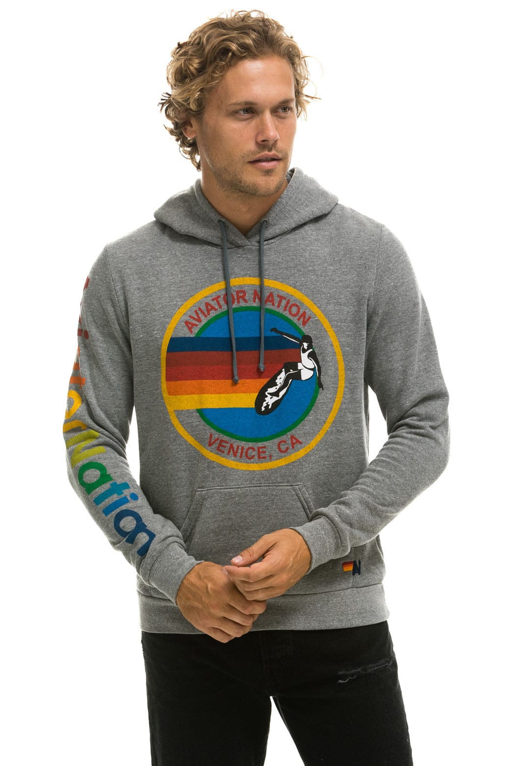 AVIATOR NATION PULLOVER HOODIE - HEATHER GREY - Image 2