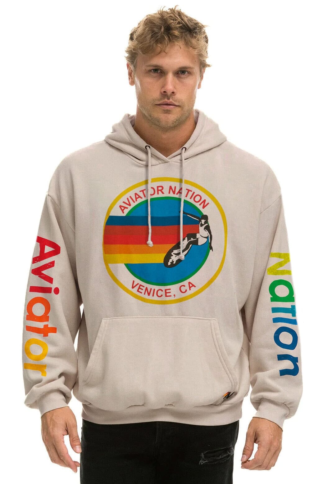 AVIATOR NATION RELAXED PULLOVER HOODIE - SAND - Image 2