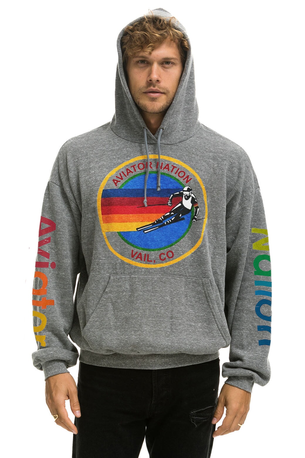 AVIATOR NATION VAIL RELAXED PULLOVER HOODIE - HEATHER GREY - Image 2
