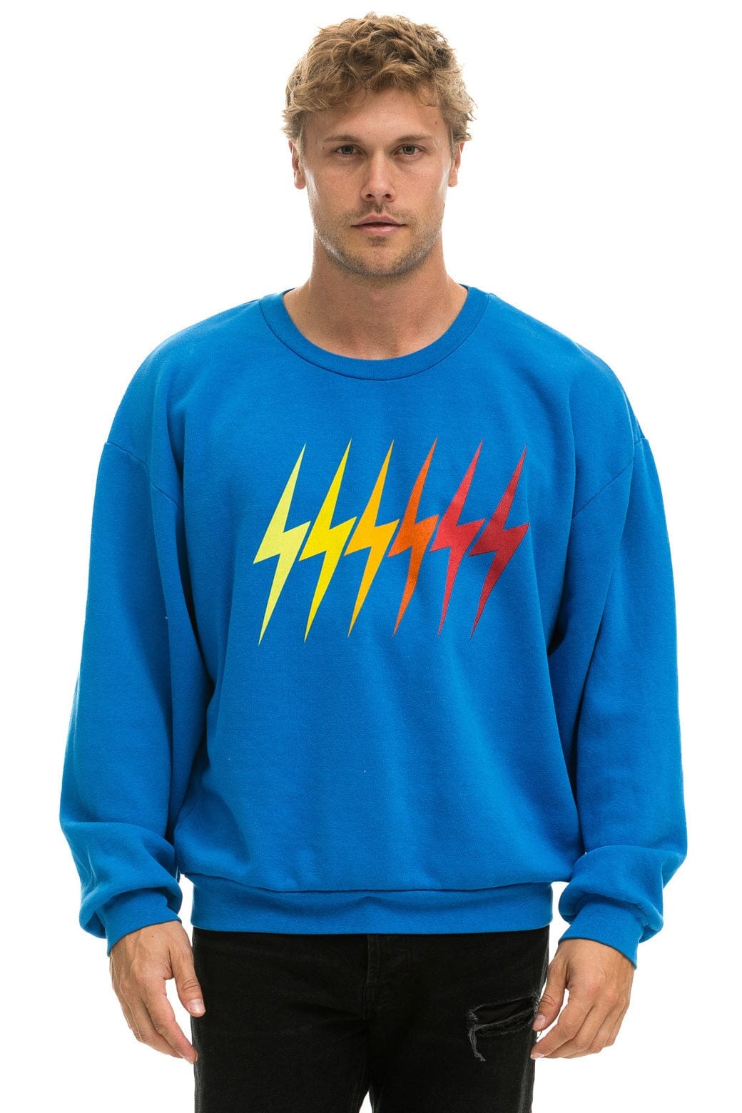 BOLT GRADIENT RELAXED CREW SWEATSHIRT - OCEAN // RAINBOW - Image 2