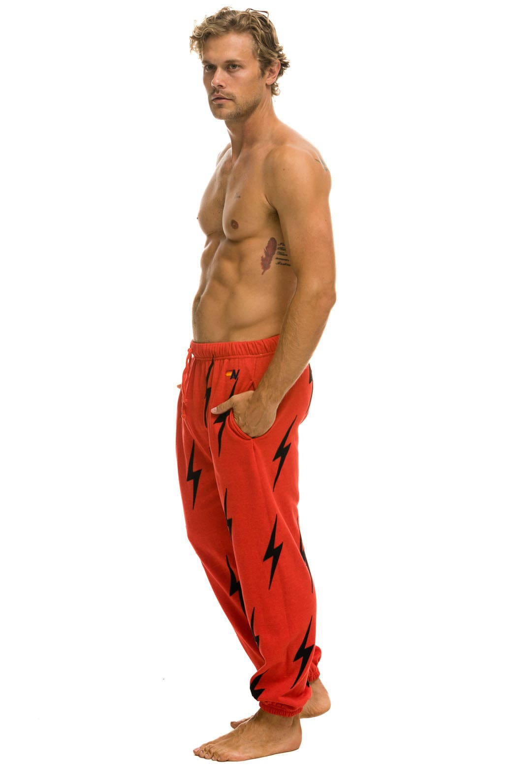 BOLT STITCH REPEAT SWEATPANTS - RED // BLACK - Image 2