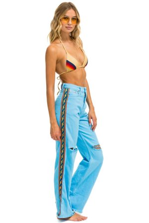 BOLT STRIPE HI RISE WIDE-LEG GYPSY JEAN - SKY