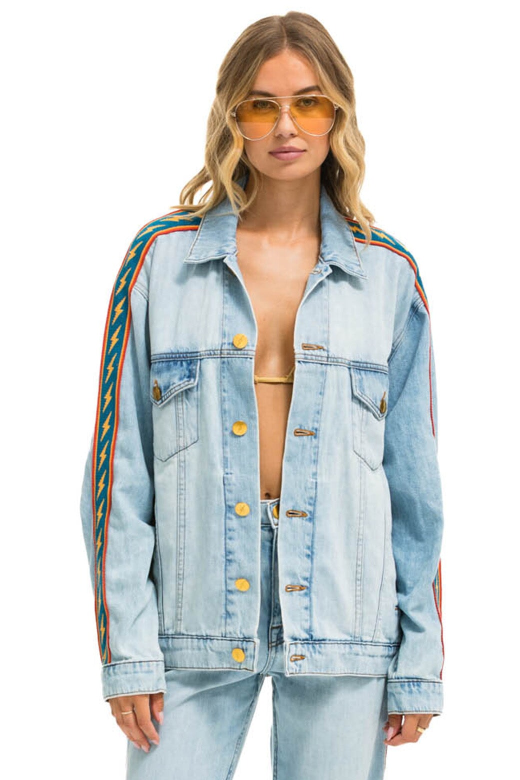 BOLT STRIPE OVERSIZED CONCERT DENIM JACKET - SUPER LIGHT - Image 5
