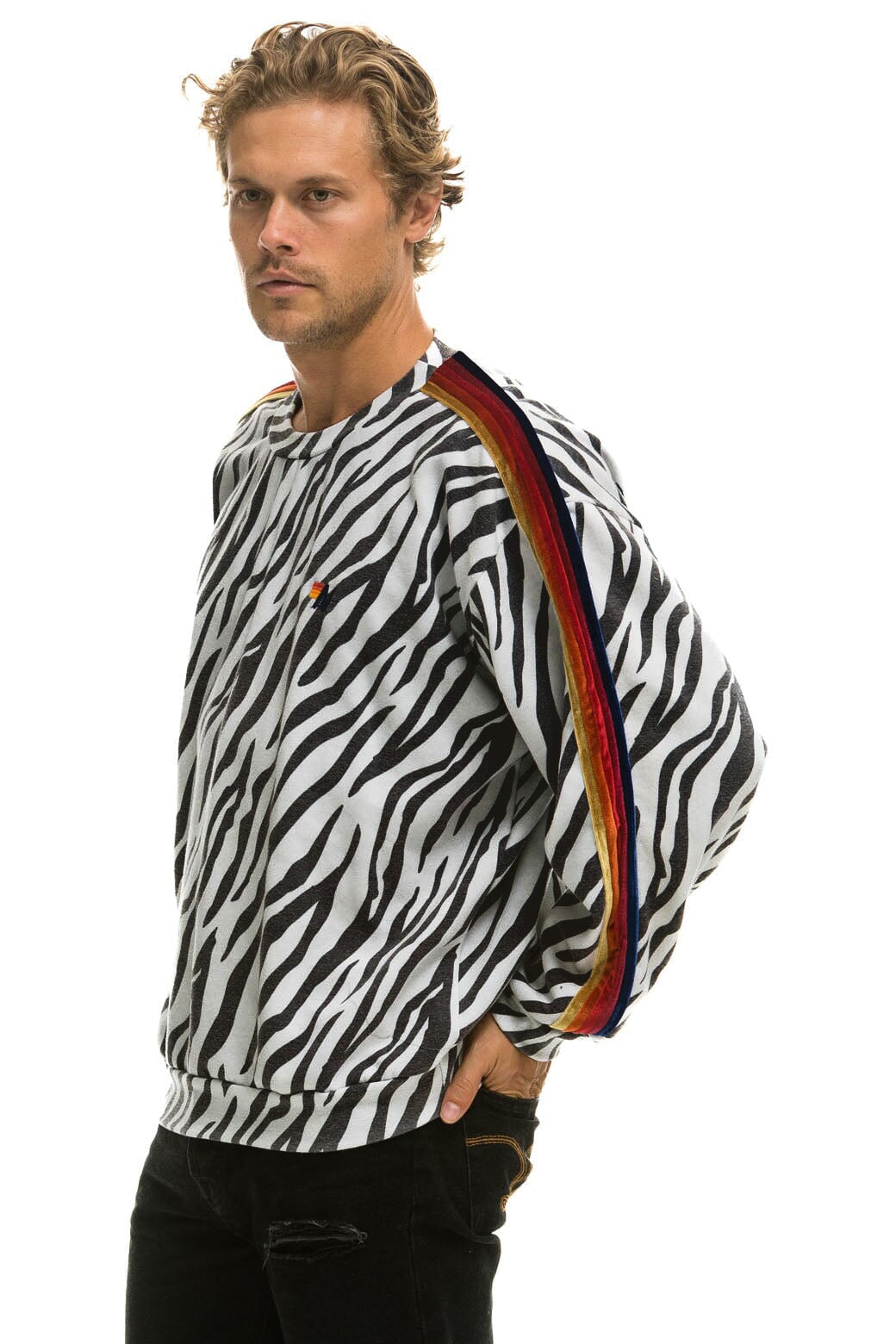 CLASSIC RELAXED FIT CREW SWEATSHIRT - ZEBRA - Image 4