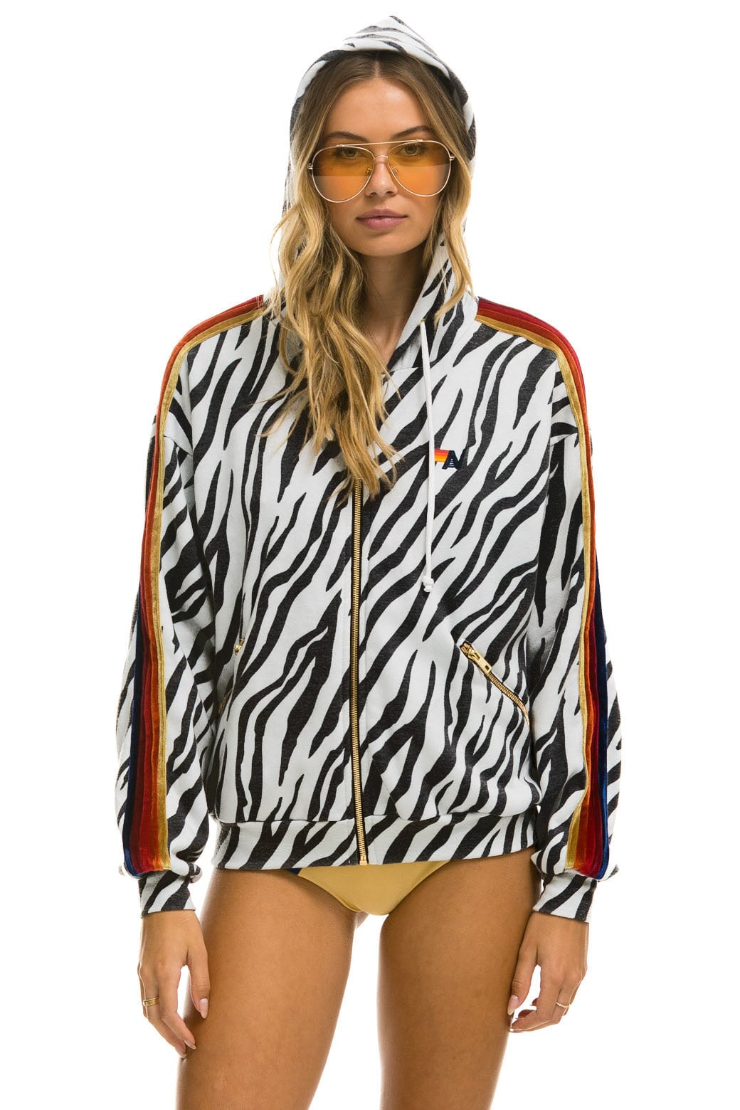 CLASSIC RELAXED ZIP HOODIE WITH POCKETS - ZEBRA - Image 5