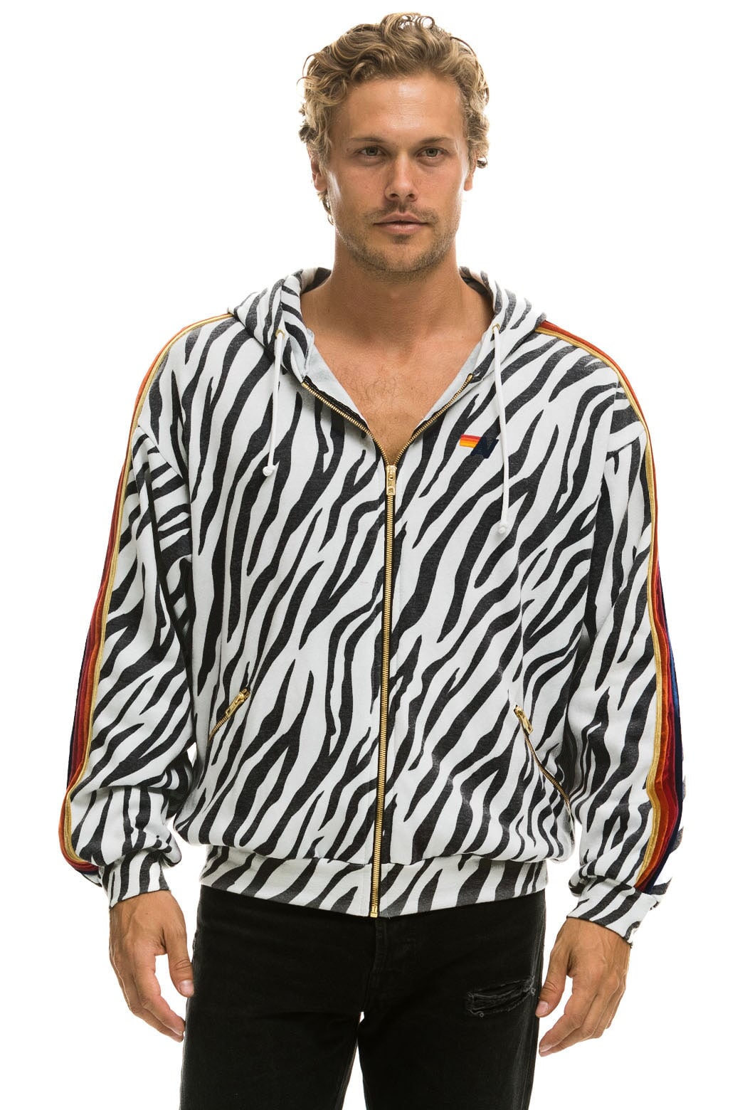 CLASSIC RELAXED ZIP HOODIE WITH POCKETS - ZEBRA - Image 2