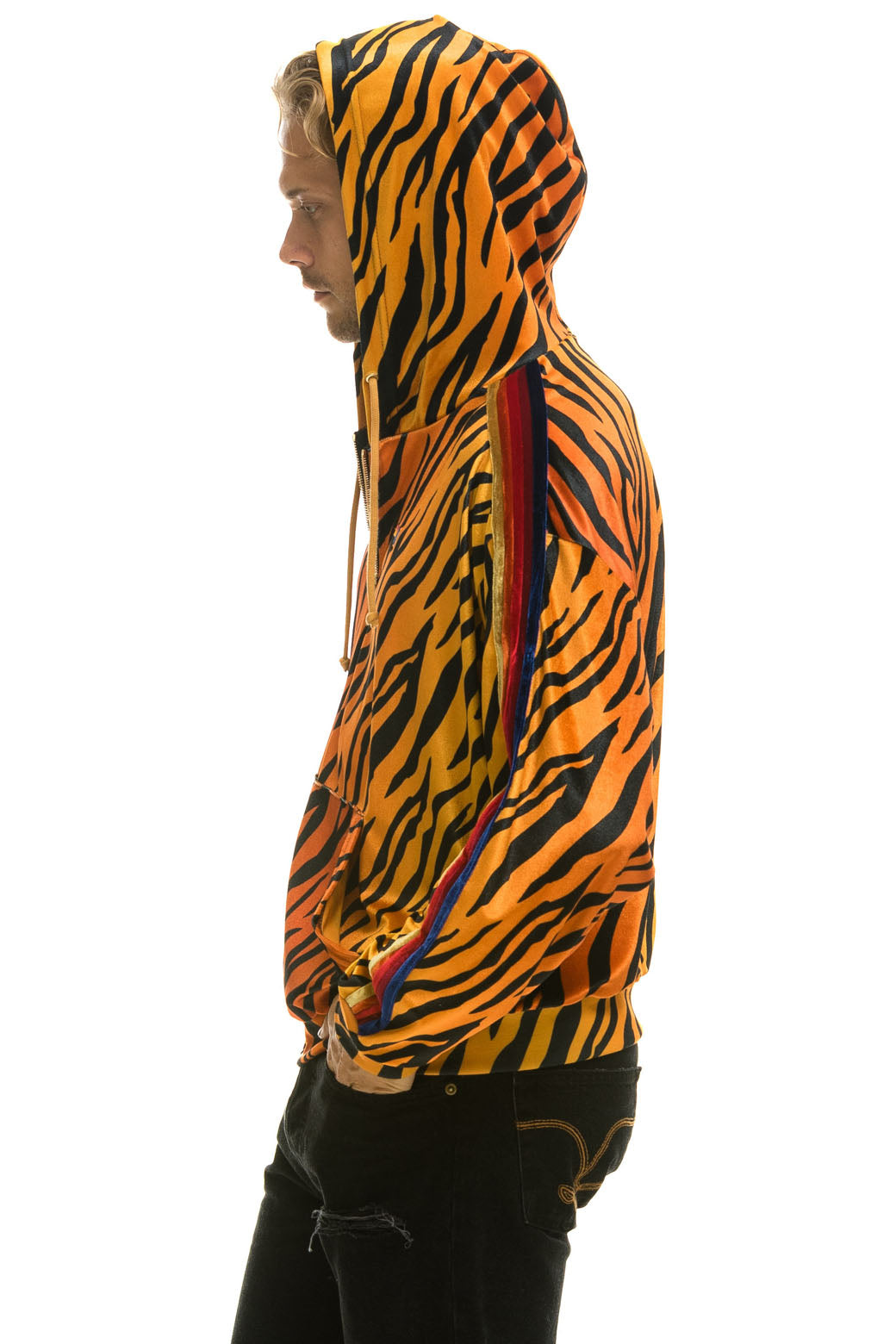 CLASSIC VELVET RELAXED ZIP HOODIE - TIGER - Image 6