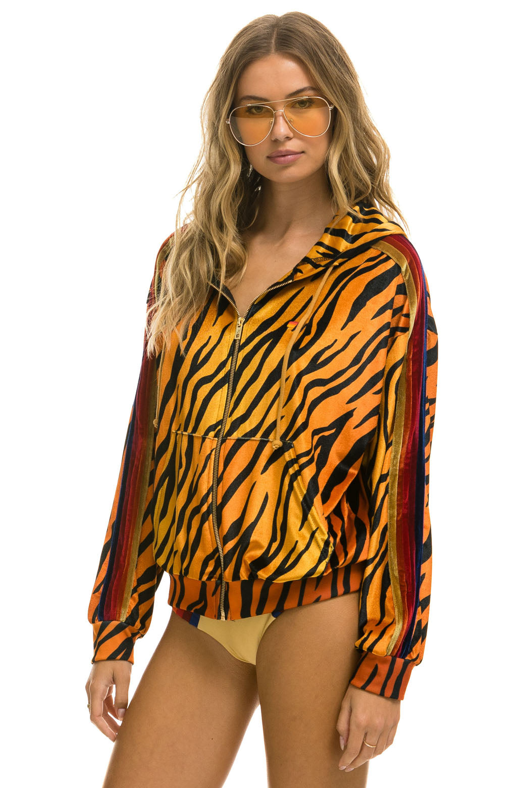 CLASSIC VELVET RELAXED ZIP HOODIE - TIGER - Image 5