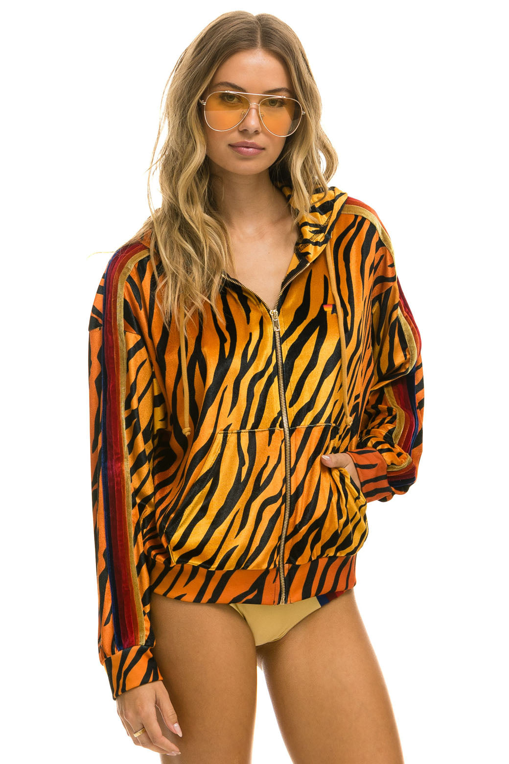 CLASSIC VELVET RELAXED ZIP HOODIE - TIGER - Image 3