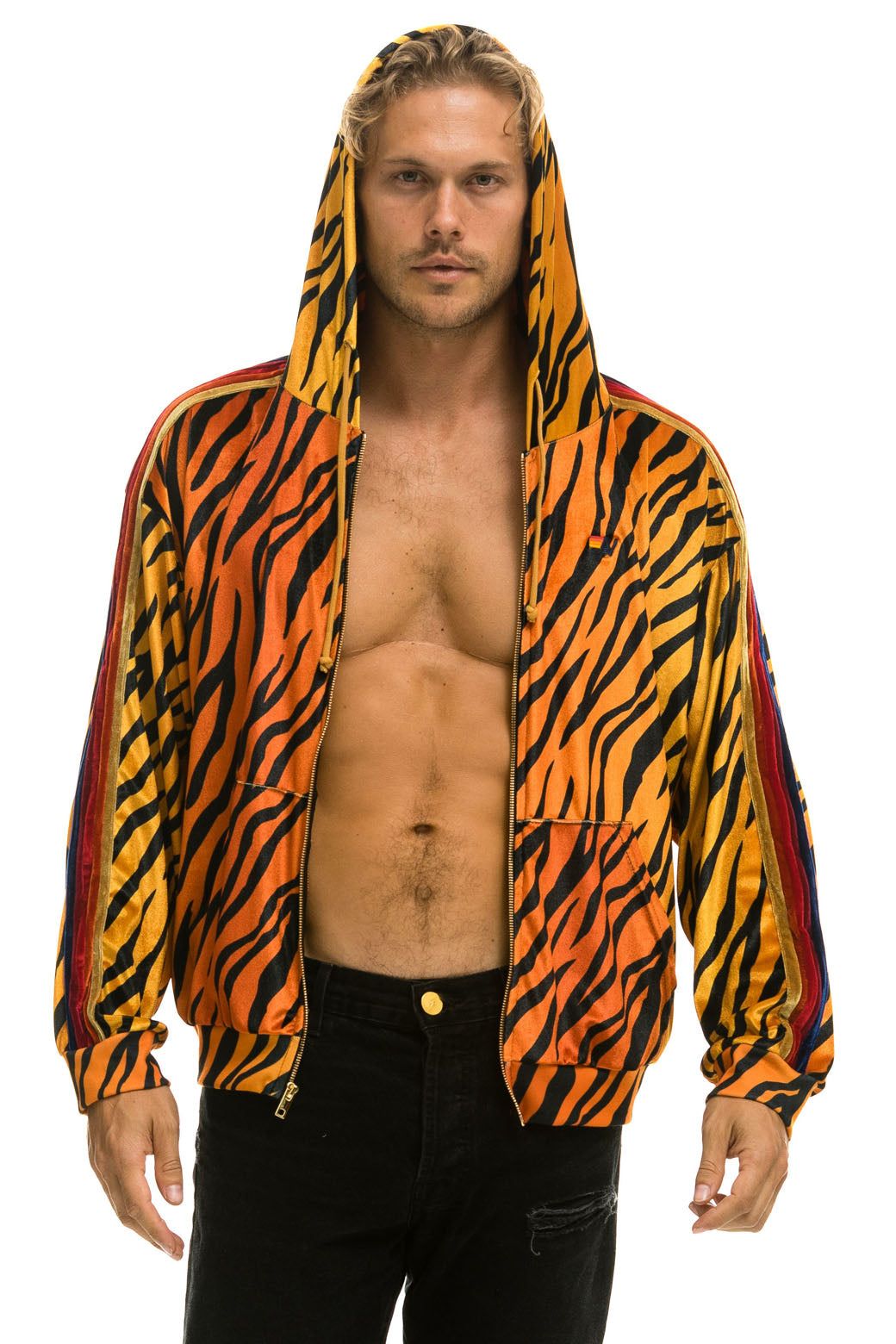 CLASSIC VELVET RELAXED ZIP HOODIE - TIGER - Image 8