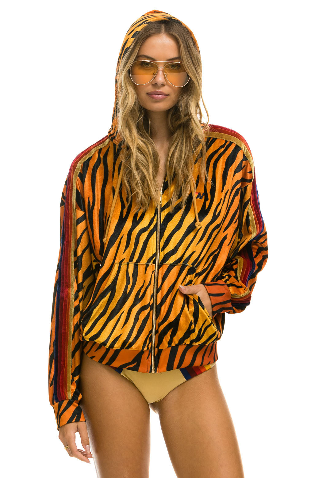 CLASSIC VELVET RELAXED ZIP HOODIE - TIGER - Image 7