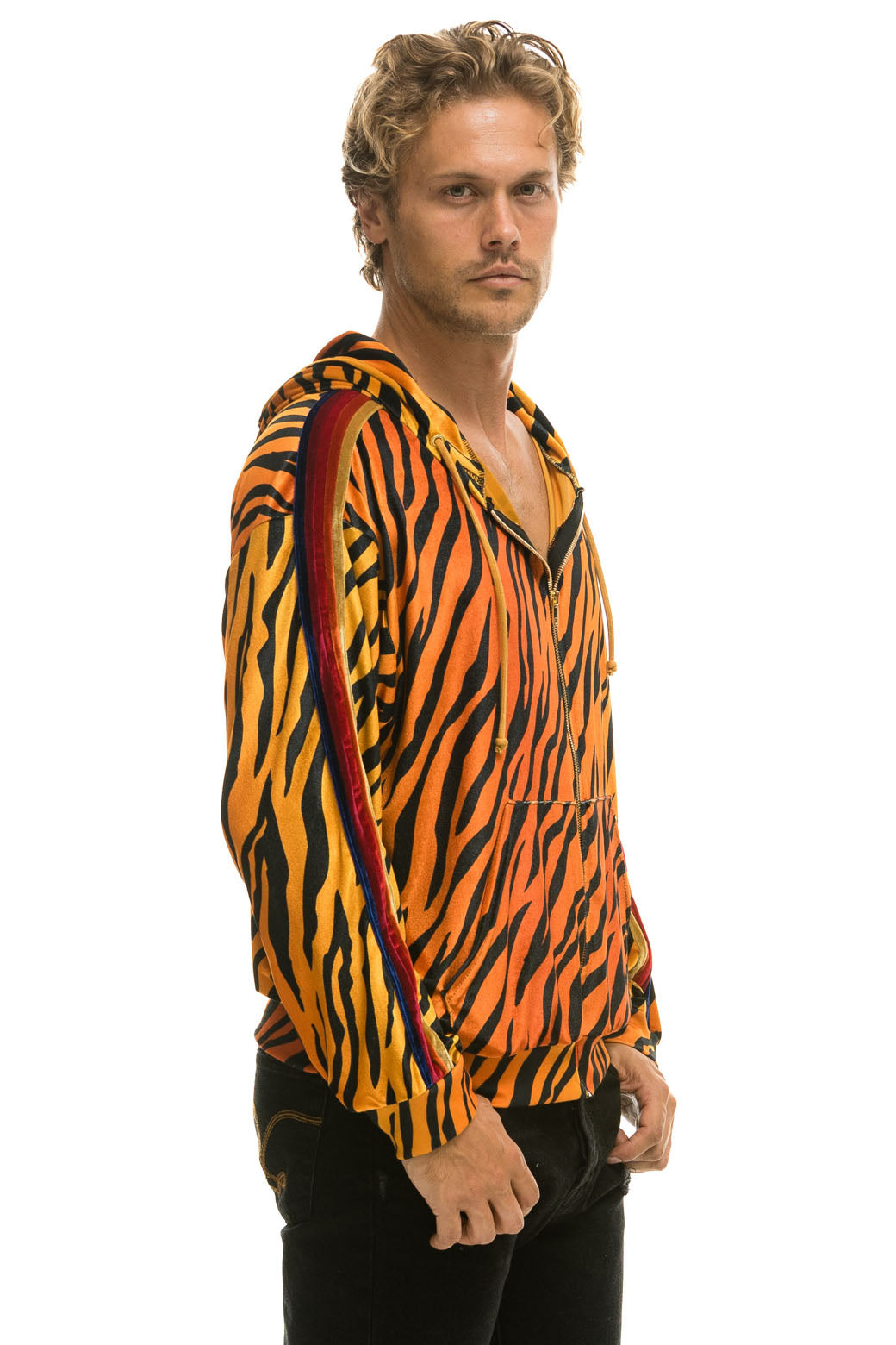 CLASSIC VELVET RELAXED ZIP HOODIE - TIGER - Image 4
