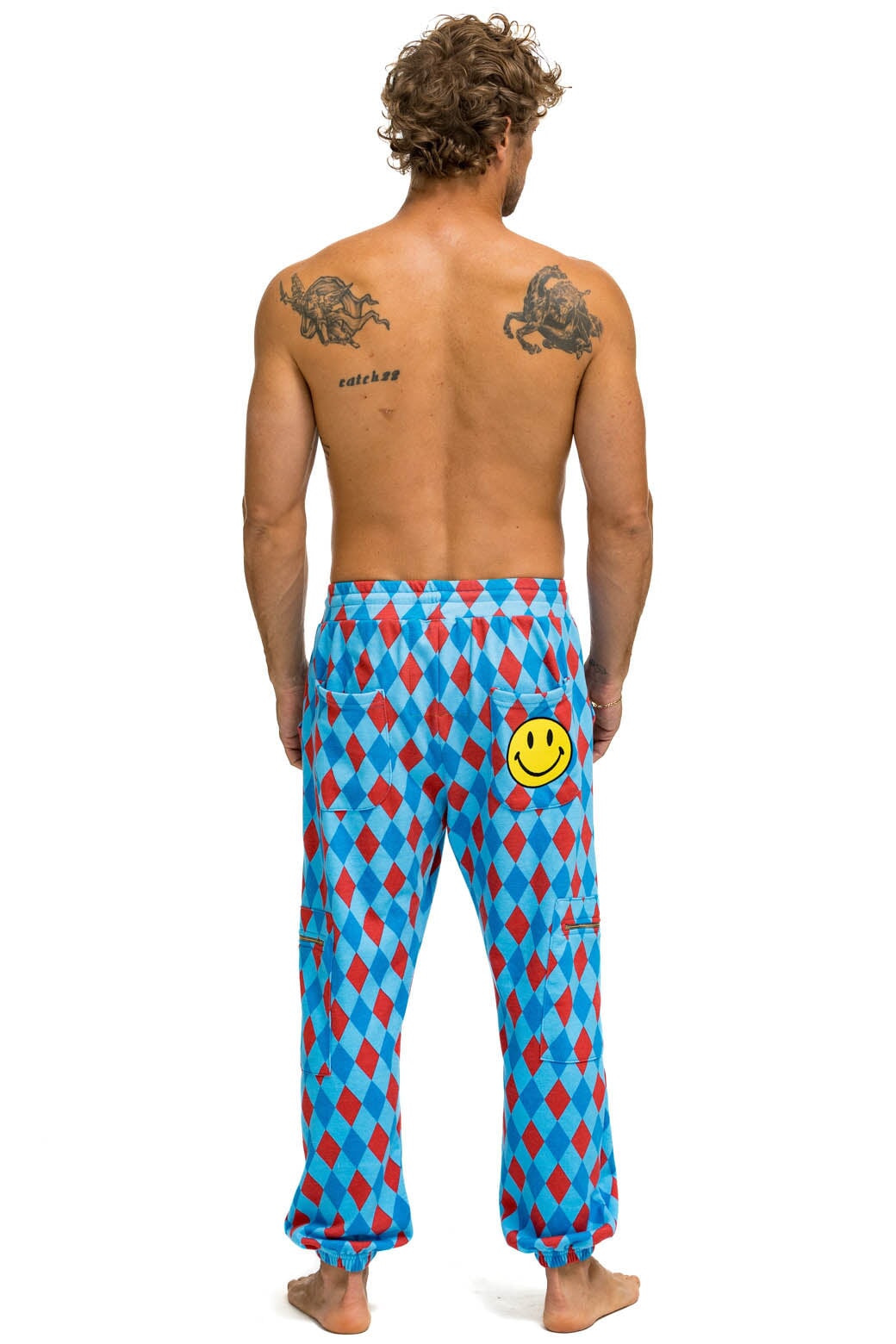 DIAMOND REPEAT SMILEY 2 EMBROIDERY SWEATPANTS - SKY - Image 2