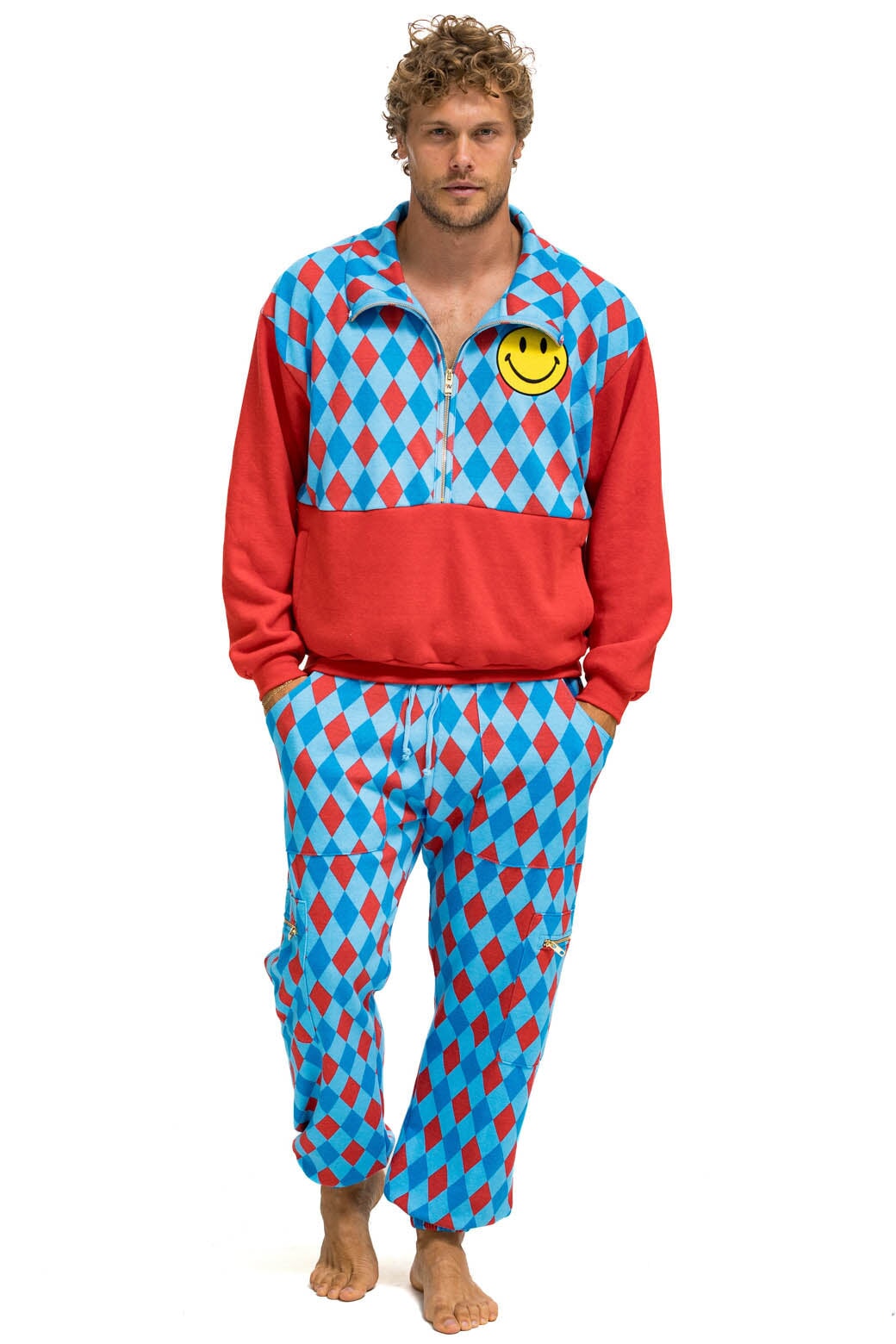 DIAMOND REPEAT SMILEY 2 EMBROIDERY SWEATPANTS - SKY - Image 5