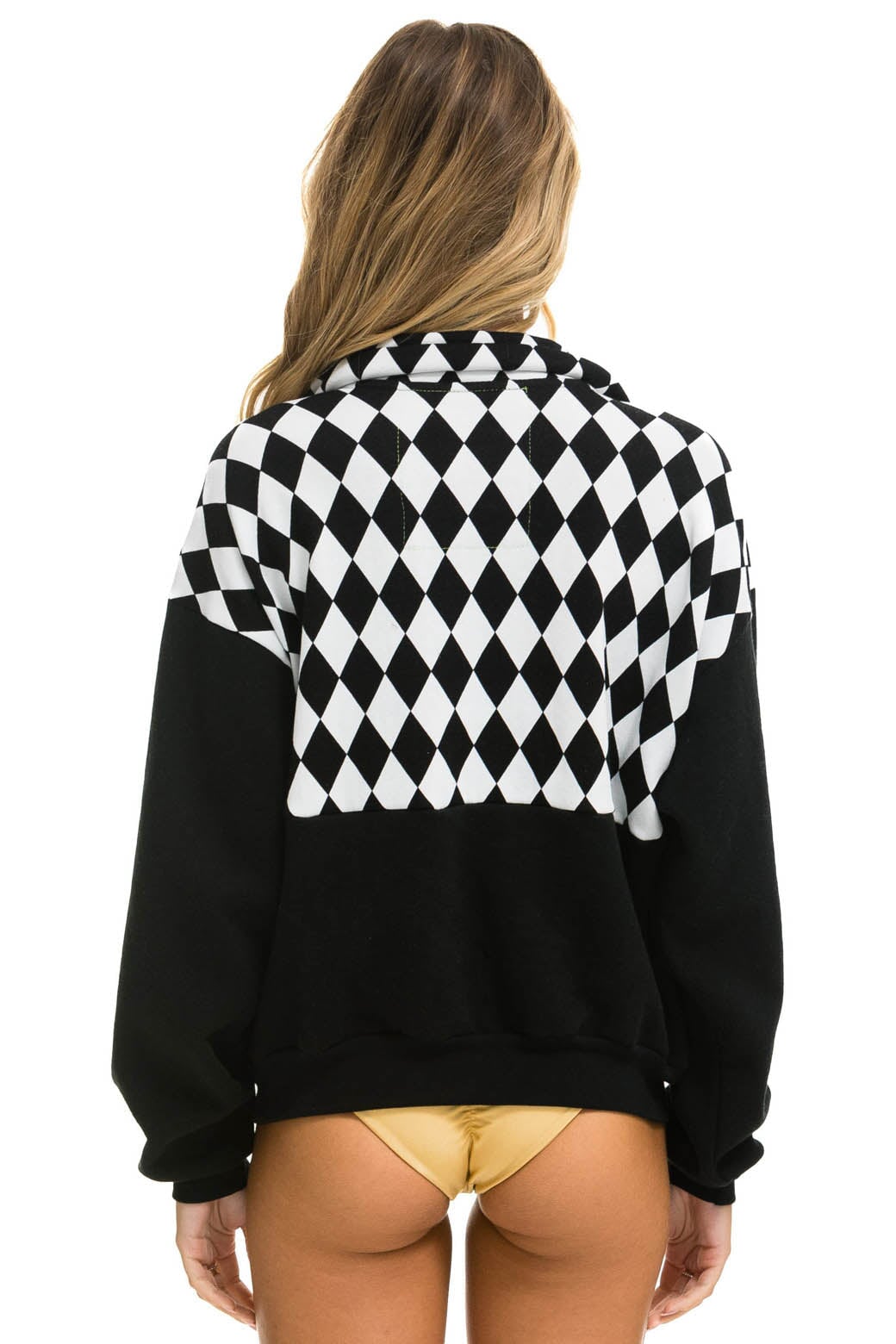 DIAMOND SMILEY 2 EMBROIDERY FLEECE HALF ZIP SWEATSHIRT - BLACK // WHITE - Image 3