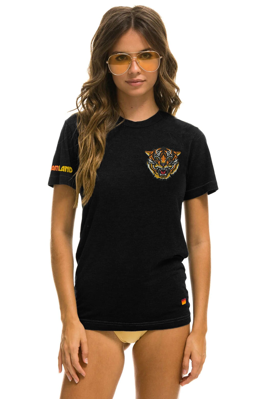 DREAMLAND TIGER SMALL PRINT CREW TEE - BLACK - Image 2