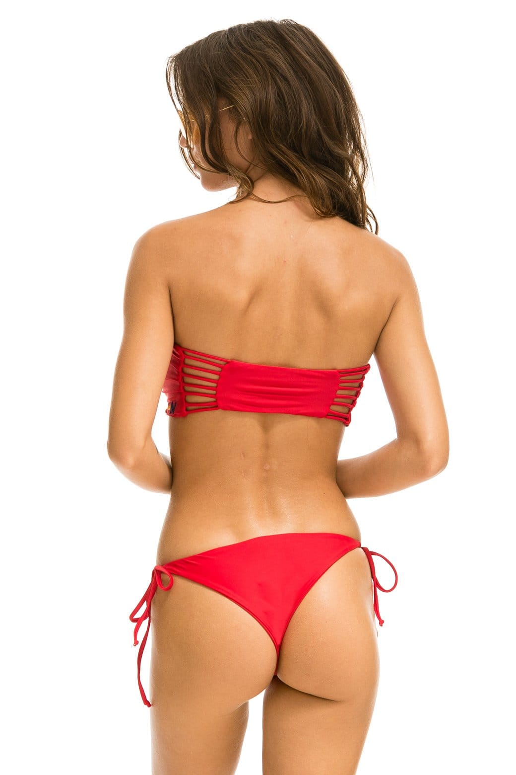 GATHERED BANDEAU BIKINI TOP - RED - Image 2