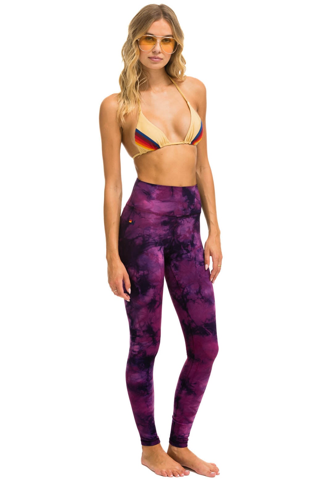 HAND DYED FULL LENGTH HI-RISE LEGGINGS - TIE DYE CRYSTAL ROSE - Image 3