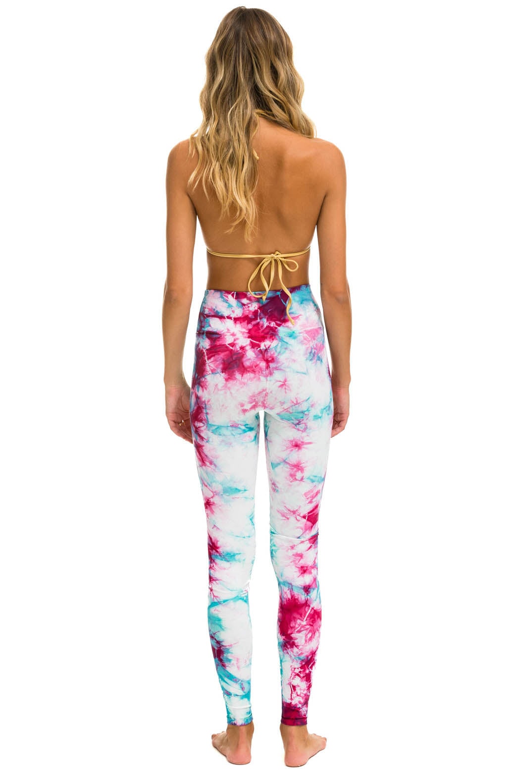HAND DYED FULL LENGTH HI-RISE LEGGINGS - TIE DYE TURQUOISE - Image 4