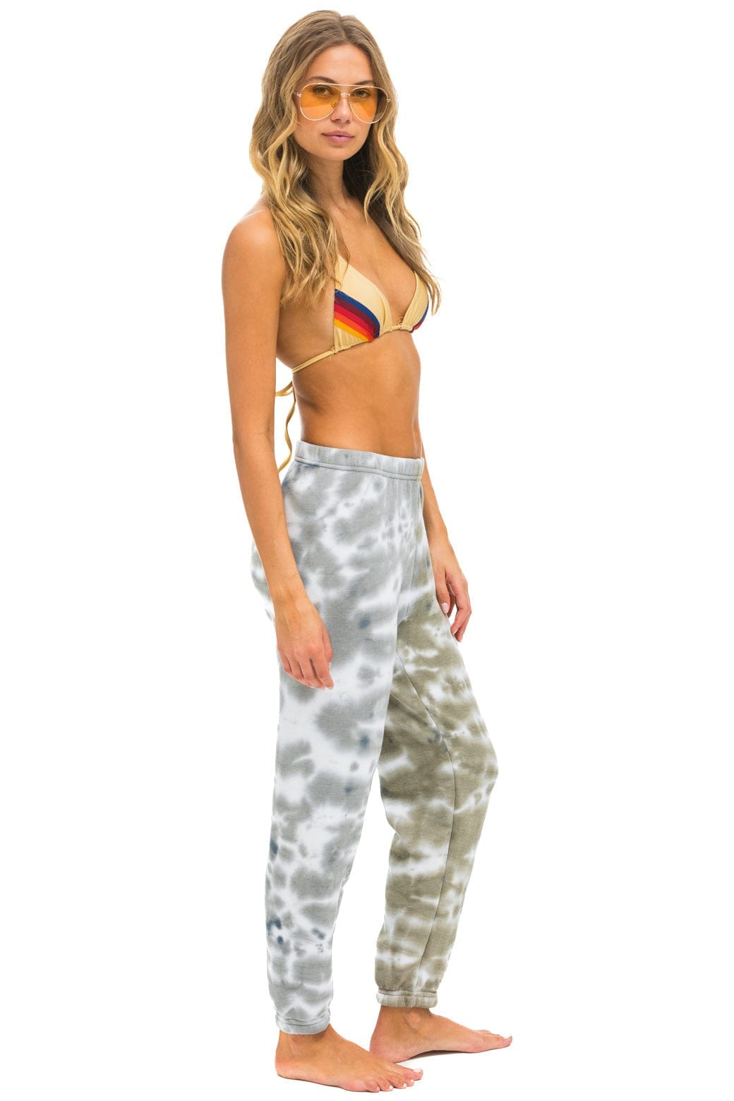 HAND DYED SWEATPANTS - TIE DYE GREY // OLIVE - Image 3