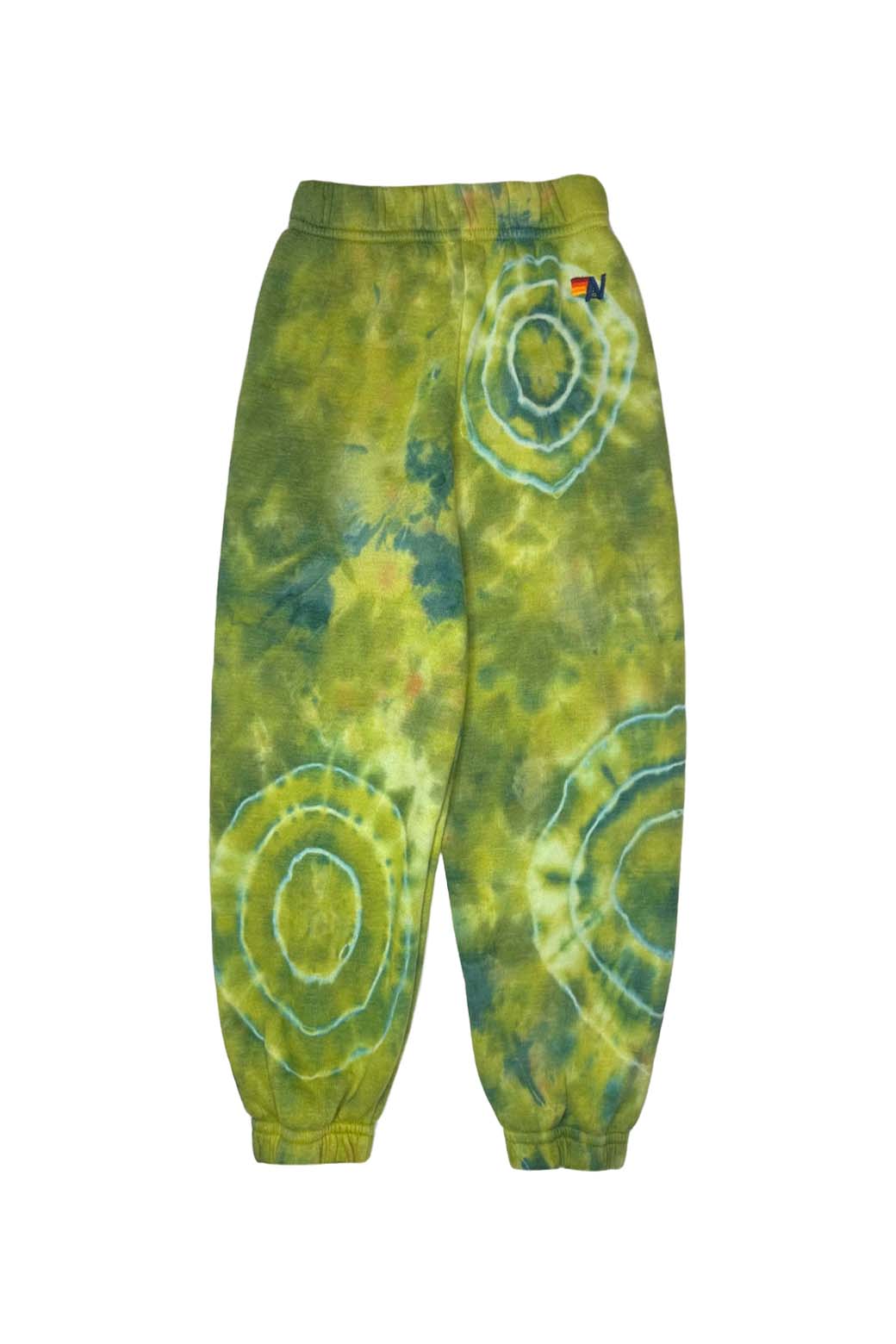 KID'S HAND DYED SWEATPANTS - TIE DYE GREEN YELLOW - Image 2