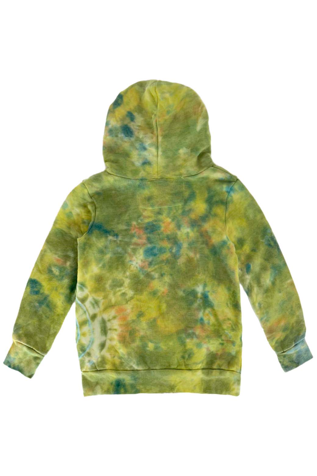 KID'S HAND DYED ZIP HOODIE - TIE DYE GREEN YELLOW - Image 2