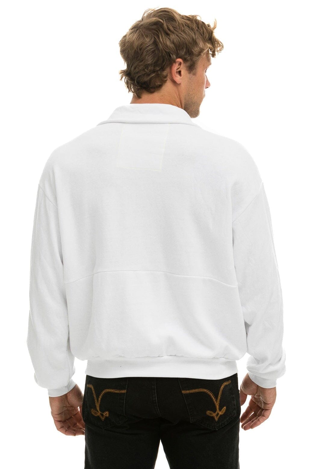 LOGO EMBROIDERY HALF ZIP SWEATSHIRT - WHITE - Image 6