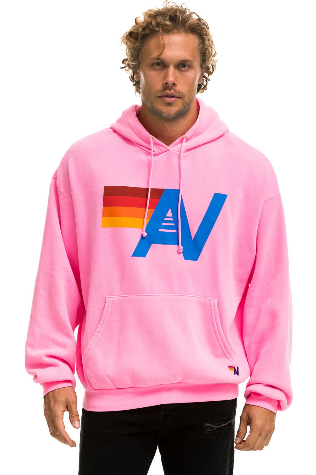 LOGO PULLOVER RELAXED HOODIE - NEON PINK - Image 2
