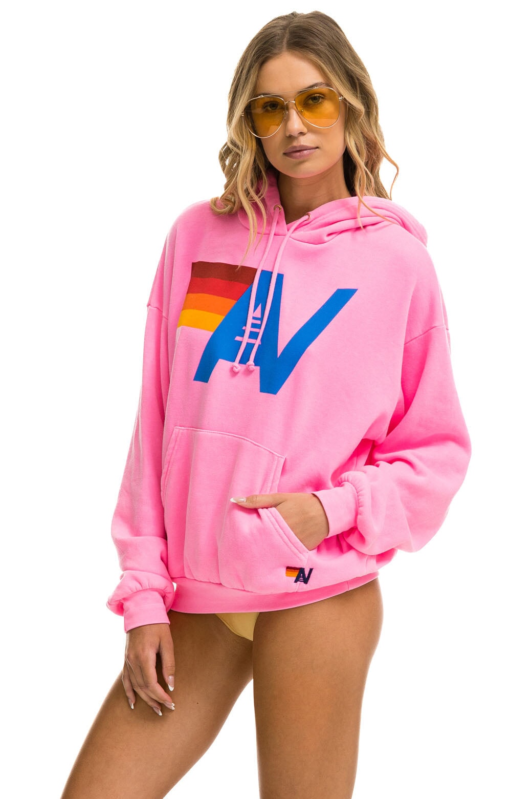 LOGO PULLOVER RELAXED HOODIE - NEON PINK - Image 3