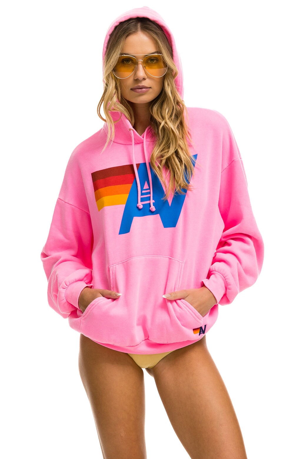 LOGO PULLOVER RELAXED HOODIE - NEON PINK - Image 9