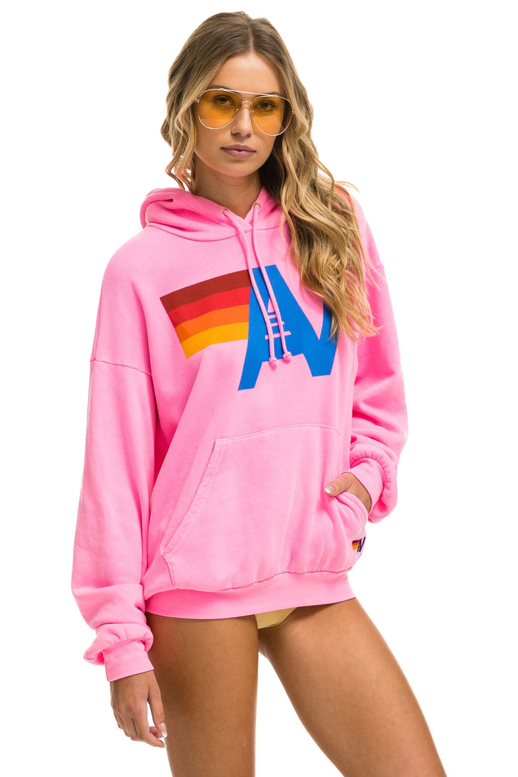 LOGO PULLOVER RELAXED HOODIE - NEON PINK - Image 7