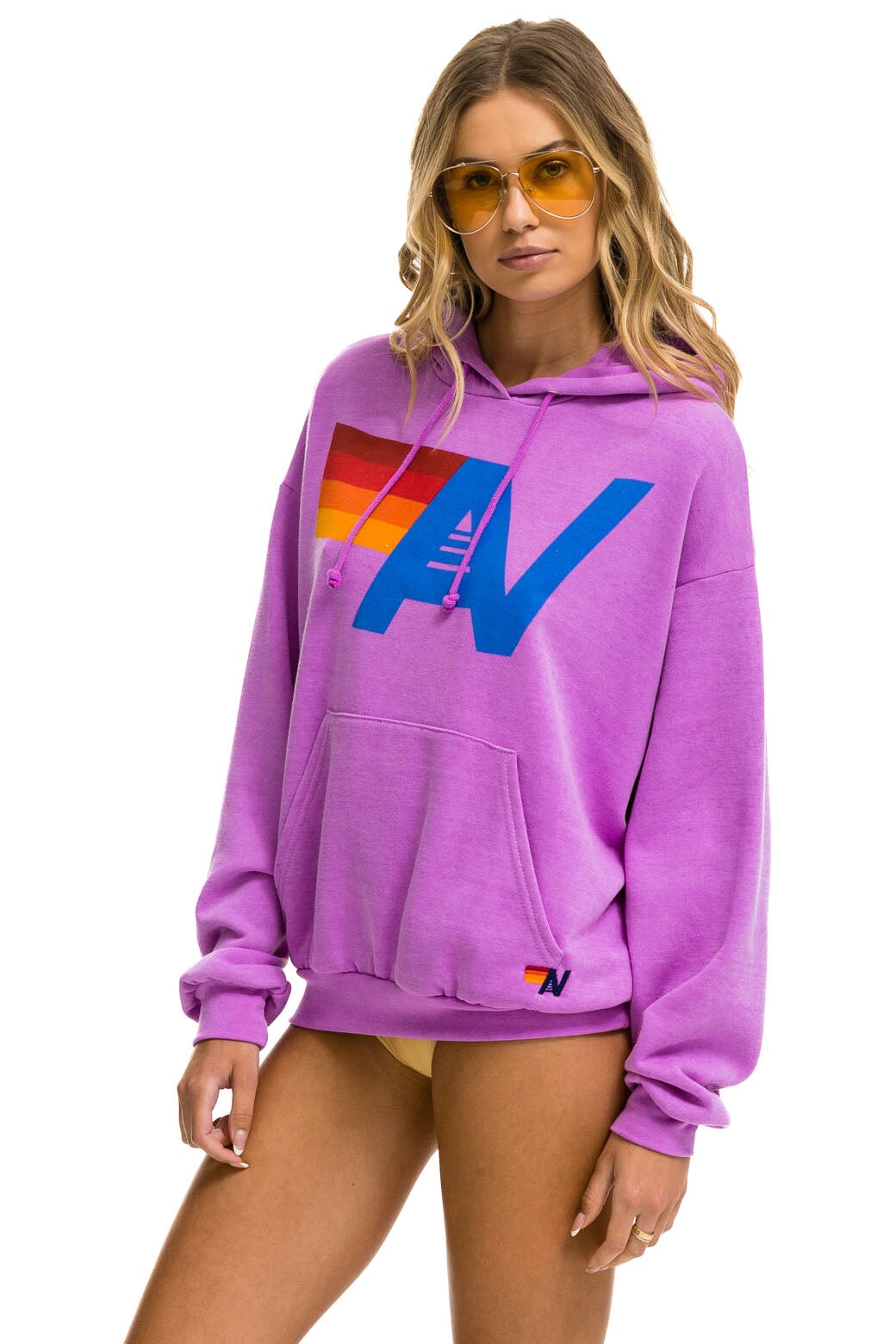 LOGO PULLOVER RELAXED HOODIE - NEON PURPLE - Image 3