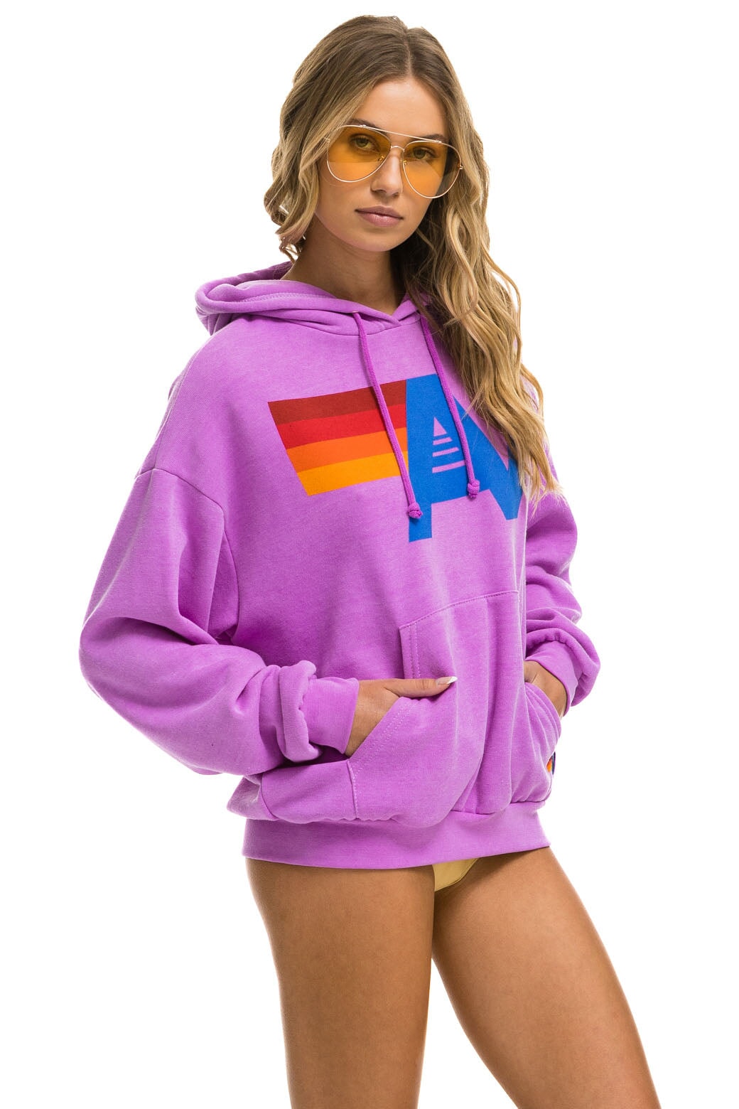LOGO PULLOVER RELAXED HOODIE - NEON PURPLE - Image 7