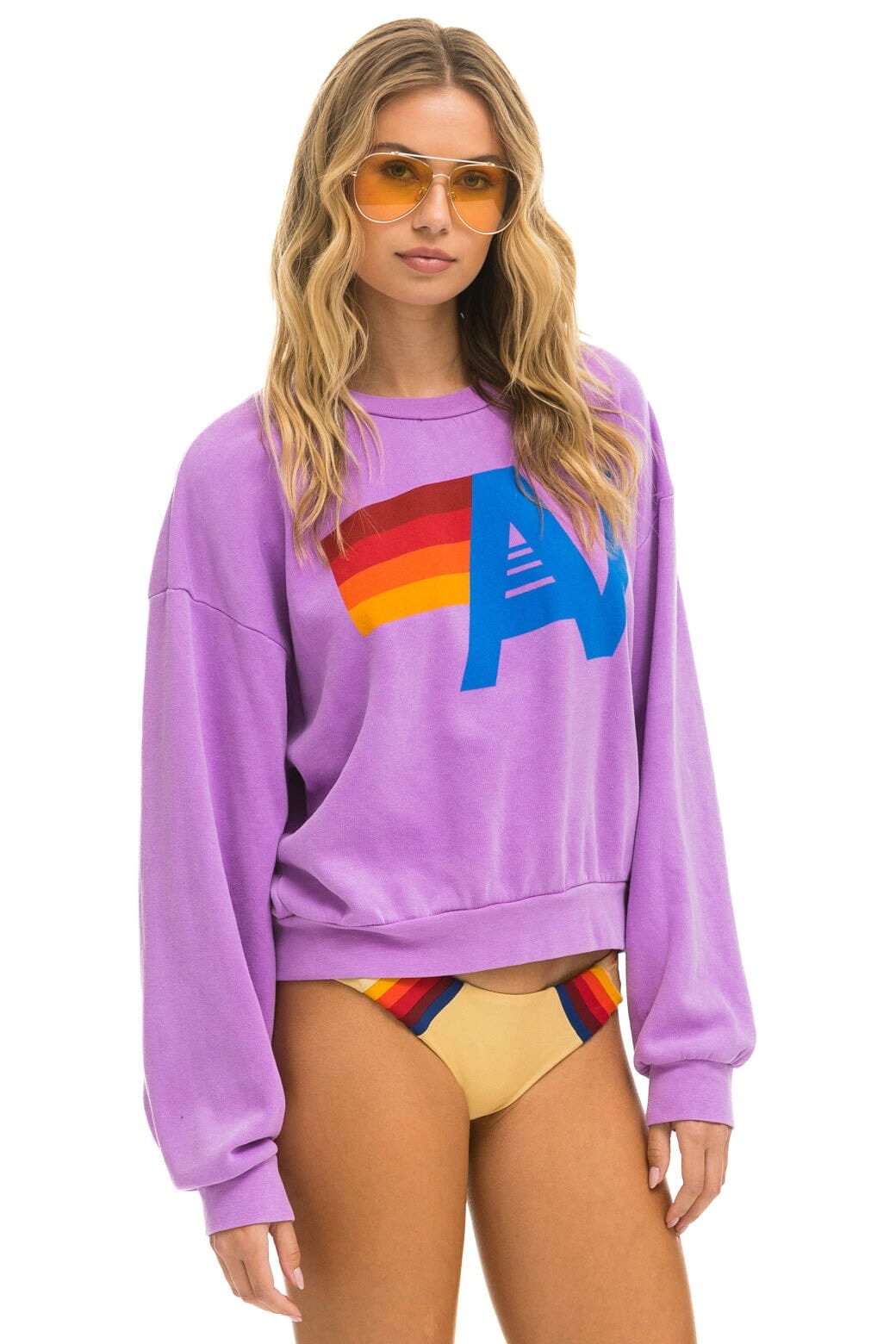 LOGO RELAXED CREW SWEATSHIRT - NEON PURPLE - Image 7