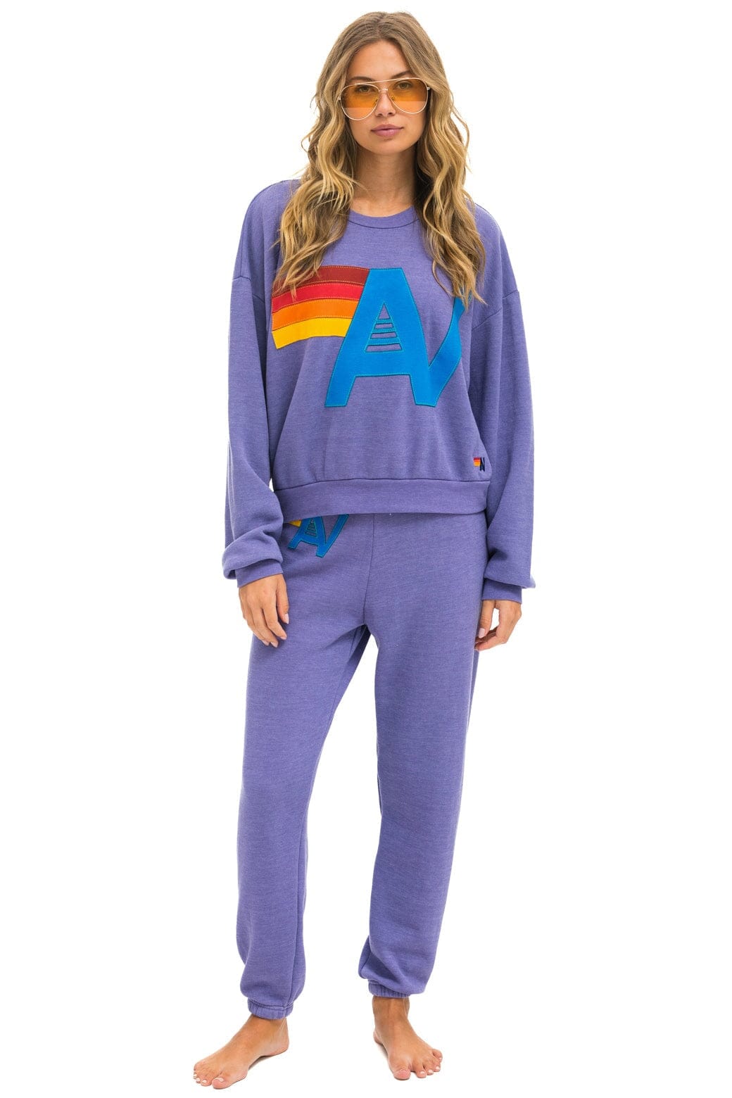 LOGO STITCH RELAXED CREW SWEATSHIRT - LAVENDER - Image 11