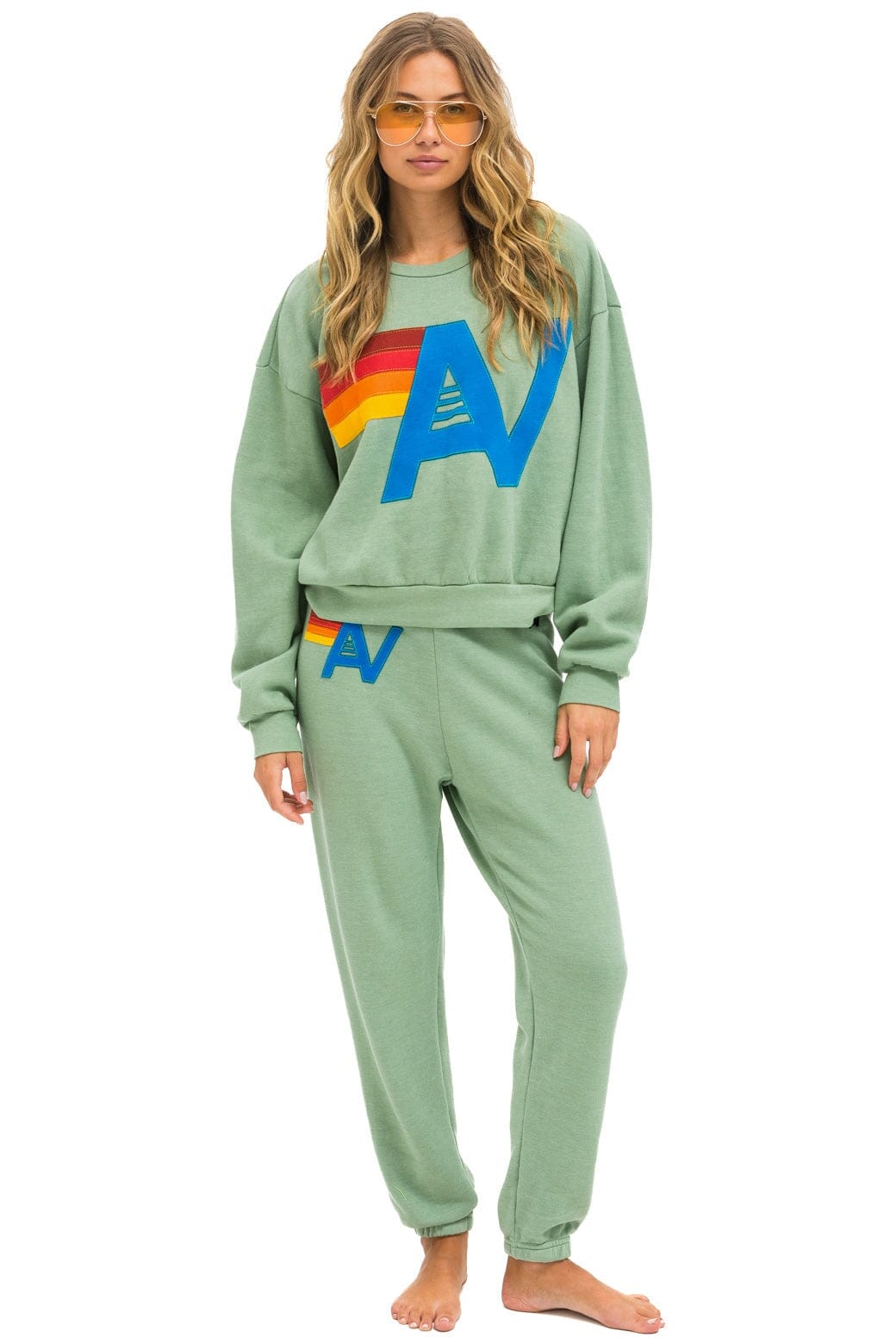 LOGO STITCH RELAXED CREW SWEATSHIRT - SAGE - Image 9