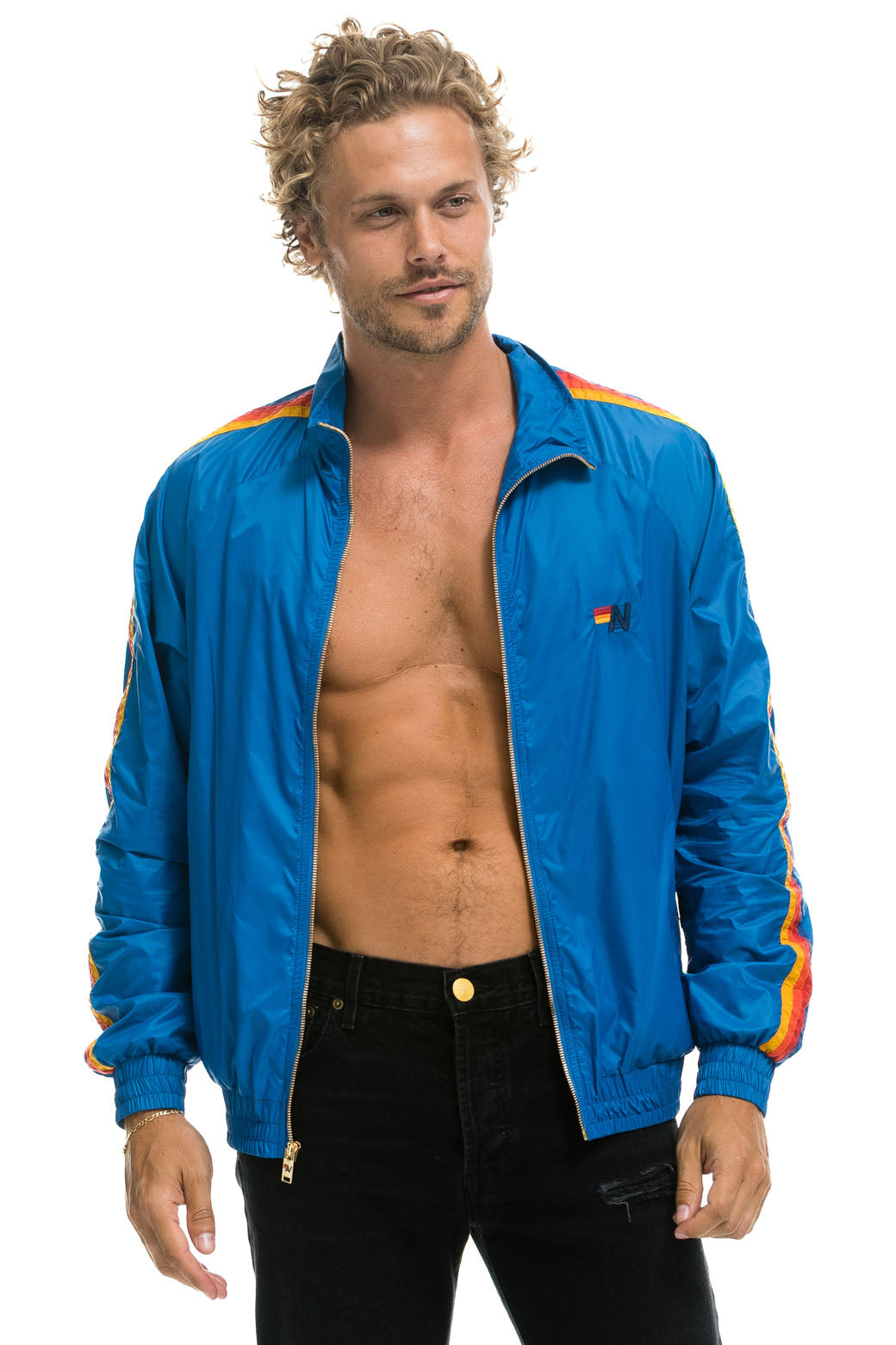 MEN'S 4 STRIPE WINDBREAKER - SNORKEL BLUE - Image 2