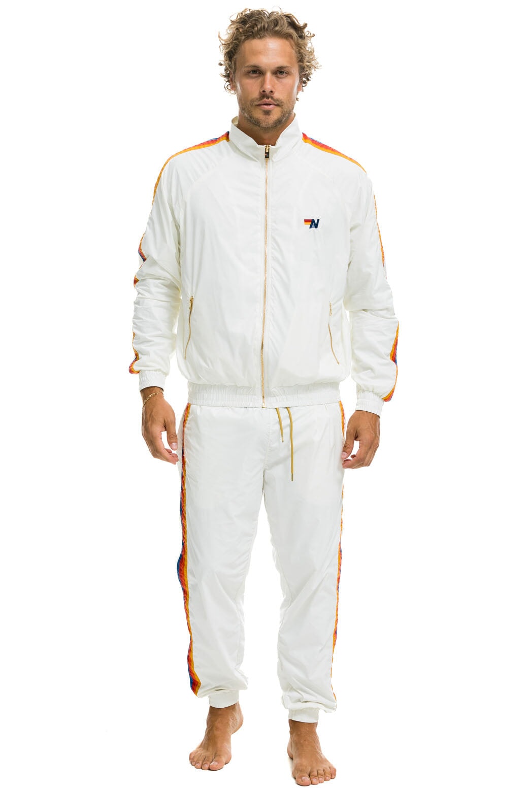 MEN'S 4 STRIPE WINDBREAKER - WHITE - Image 7