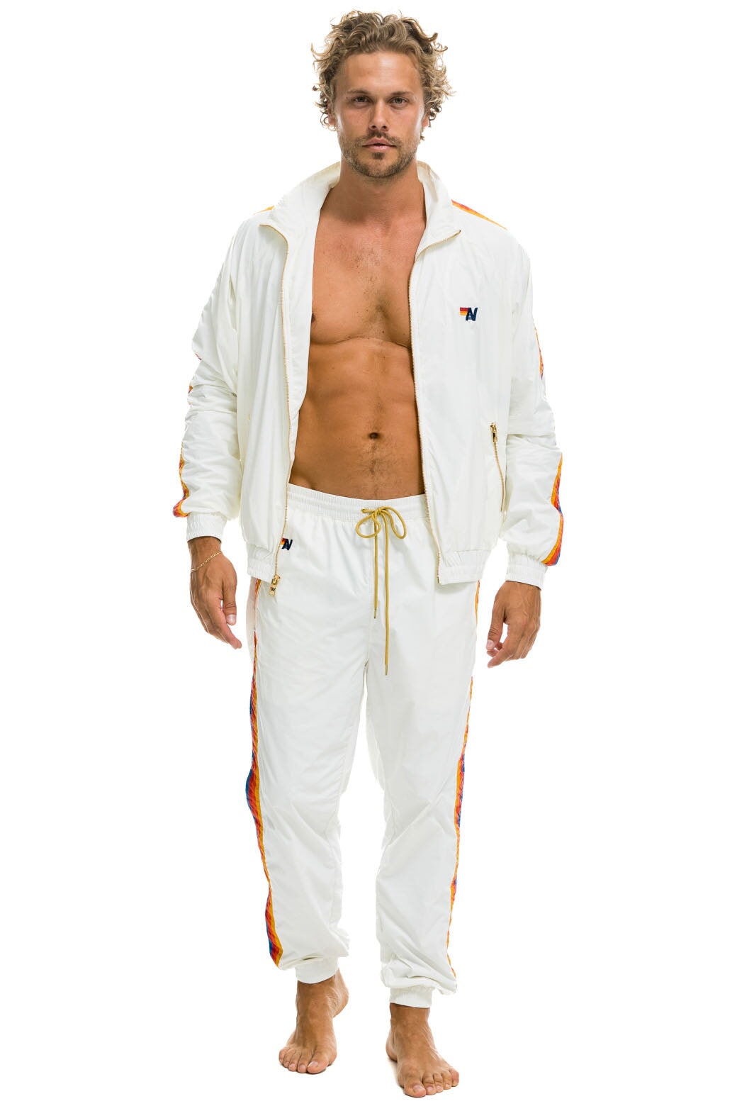 MEN'S 4 STRIPE WINDBREAKER - WHITE - Image 6