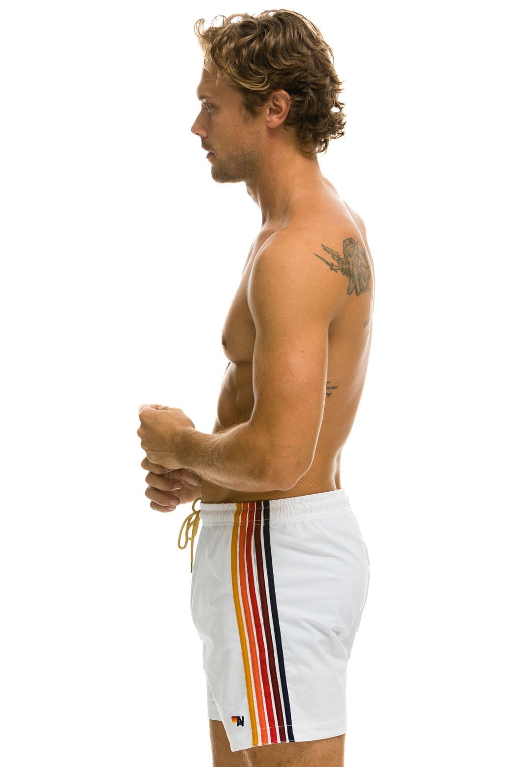 MEN'S 5 STRIPE FLEX SHORTS - WHITE - Image 3